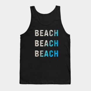 Beach Beach Beach Sand and Ocean Typography Design Tank Top